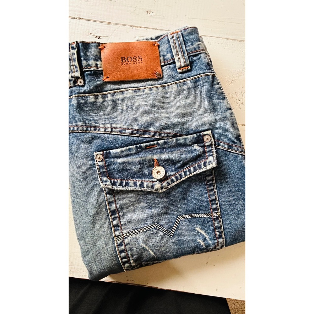 Hugo Boss Orange Label Mens‎ Distressed Straight Leg Jeans Blue 32/34 HB83